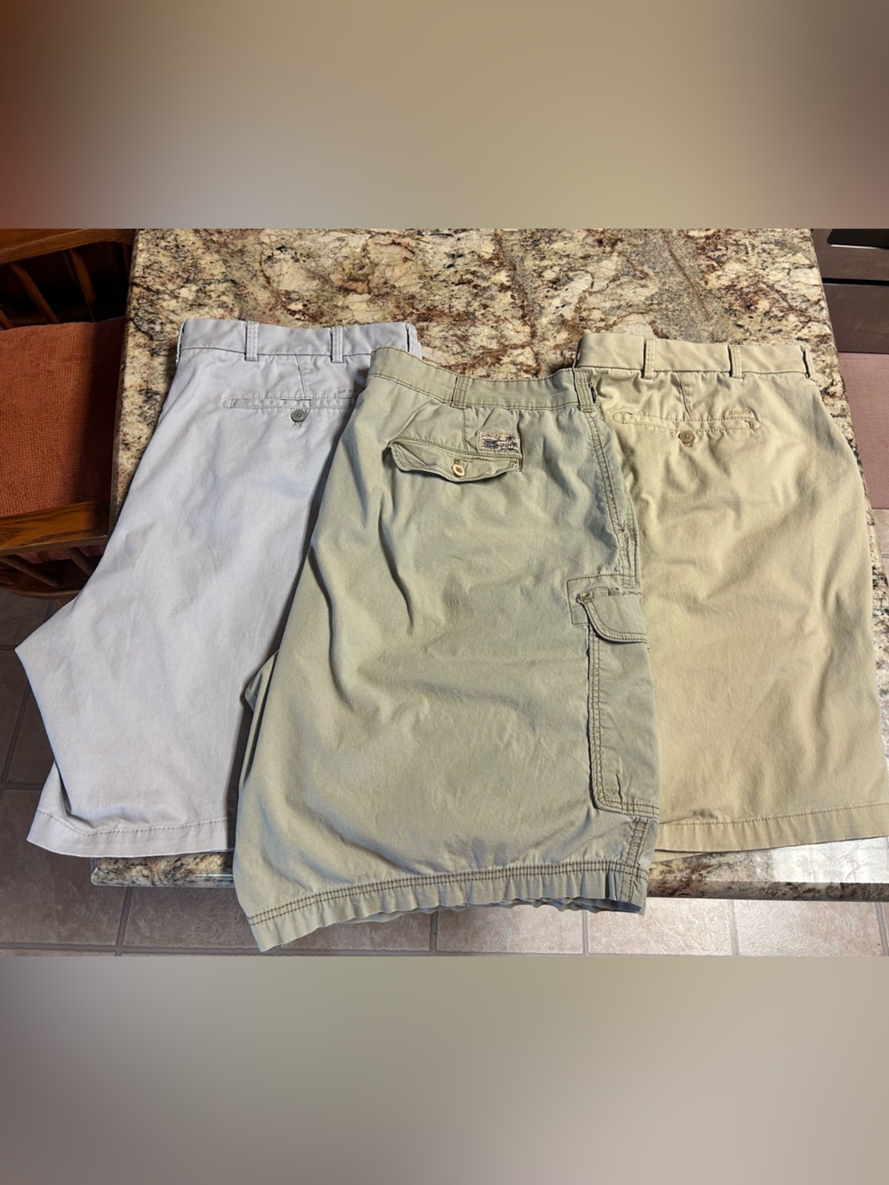 3 PAIR Izod Saltwater Stretch Men's W44-  Chino & Cargo Light Blue, Tan & Khaki
